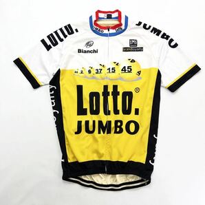 Lotto ☆ JUMBO ☆ Bianchi サイクルジャージ シャツ L ホワイト イエロー サイクリング ロードレーサー ロット ジャンボ ビアンキ■AA223の画像2