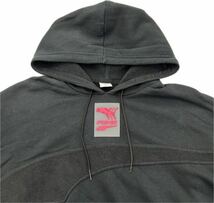 PUMA ☆ フード フリース ブラック スウェット プルlオーバー パーカー ワイドシルエット レディース M スポーツ ストリート プーマ■S3140_画像4