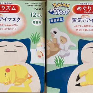 ポケモンデザイン めぐりズム 蒸気でホットアイマスク 無香料　2箱