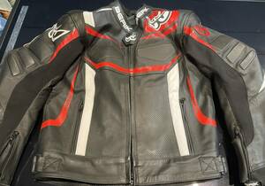  leather jacket BERIK Berik cow leather / cow leather punching leather racing jacket 52 size XL corresponding 