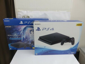 #60072 動作品 SONY PS4 本体 Jet Black CUHJ-10030 HDR 500GB モンスターハンター ワールド アイスボーン マスターエディション 元箱 付属