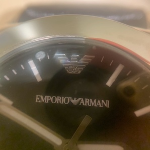 1円スタート!! EMPORIO ARMANI エンポリオアルマーニ AR-5801 メンズ腕時計 X-LARGE 黒文字盤 SS/革/クォーツ 箱・取説 動作未確認 4-20の画像3