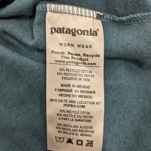 パタゴニア PATAGONIA メンズ Mサイズ メンズ ロング スリーブ テキスト ロゴ レスポンシビリティー 長袖Tシャツ ロンT 青緑の画像6