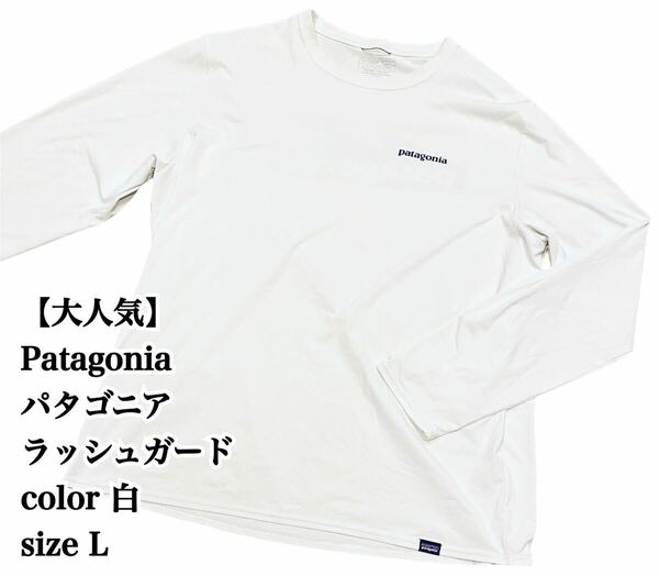 【大人気】Patagonia パタゴニア L ラッシュガード 大きいサイズ Tシャツ ロンT 長袖 ホワイト 白 入手困難 極希少品