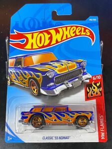 ホットウィール HOTWHEELS CLASSIC 55 NOMAD クラシック ノマド 青 FLAMES