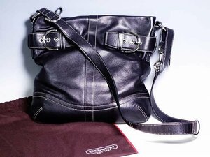 K03139【COACH コーチ】レザー クロスボディバッグ ショルダーバッグ 斜め掛け 黒 ブラック レザー 1454 保管袋付き