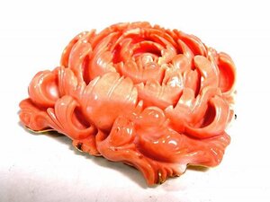 K04179 [Coral] Banhana Sculpture Obi Brooch японская одежда небольшие кораллы корал -золото.