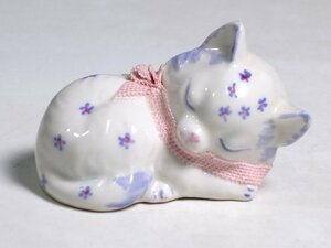 K04124[IRISH DRESDEN Irish dress ten]s Lee pin g cat pink figyu Lynn cat cat ornament ceramics doll race doll 