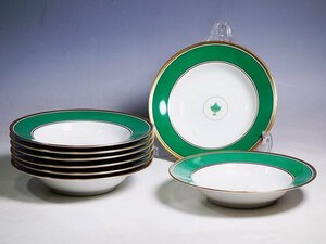 K04152[Richard Ginori Richard Ginori ] Conte sa green deep plate 8 sheets deep plate soup plate 