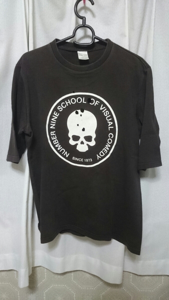 ラス1★ビンテージ品 01年オリジナル ナンバーナイン スカルTシャツ ドクロ 穴あきひび割れ加工 五分丈 サイズ3 古着