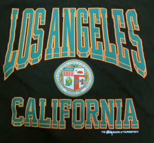 ST26ステューシーSTUSSYアメリカ古着ロゴTシャツLOSANGELESロサンジェルスCALIFORNIAカリフォルニアBOARD OF TOURISM黒TシャツS両面プリン