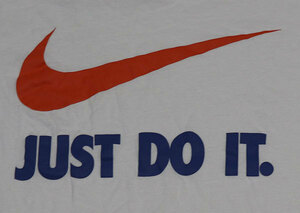 ST72ナイキNIKEアメリカ古着ロゴTシャツJUST DO ITオレンジスウォッシュTシャツ白TシャツLオールド＆レトロ