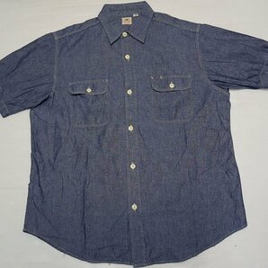SS17シュガーケーンSUGAR CANE古着シャンブレーシャツ半袖シャツXLビッグサイズ日本製ワークシャツオールド＆レトロの画像2