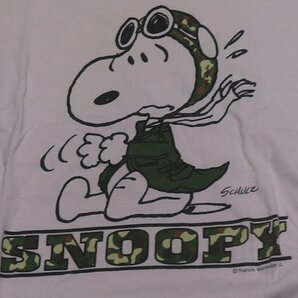 ST56バズリクソンBUZZRICKSONスヌーピーSNOOPY古着アメリカ製ミリタリーTシャツXLビッグサイズTシャツPEANUTSピーナッツ迷彩レッドバロンの画像1