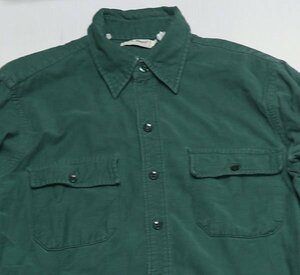 LS22エルエルビーンLLBEANアメリカ古着アメリカ製シャモアクロスシャツ16ネルシャツ80’Sビンテージ旧タグ旧ロゴ長袖シャツ緑系オールド