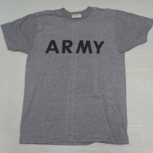 ST37米軍ARMYアメリカ古着ミリタリーTシャツ両面プリントTシャツ杢グレー系SトレーニングTシャツ/オールド＆レトロスタイルの画像2