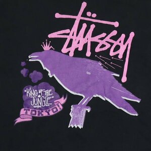 ST49ステューシーSTUSSYアメリカ古着KING OF THE JUNGLE　TOKYO黒系Tシャツ黒タグTシャツ両面プリントTシャツMオールドスクールOLD SKOOL