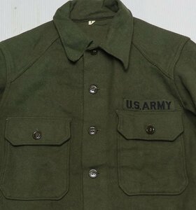 LS11米軍実物ARMY古着ウールシャツMユーティリティシャツ長袖シャツ50'sビンテージ緑系ミリタリーシャツ平ボタン/ボックスシャツ/オールド