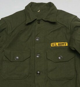 LS72米軍実物ARMYアメリカ古着ウールシャツMユーティリティシャツ長袖シャツ50'Sビンテージ緑系ミリタリーシャツ/ボックスシャツ/オールド