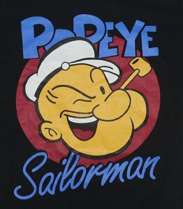 ST44キャラクターTシャツUNKNOWNアメリカ古着ポパイTシャツSAILOR MANセーラーマンTシャツPOPEYE黒系TシャツSオールド＆レトロスタイル