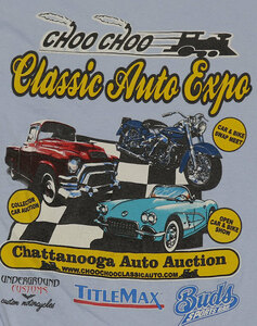 ST85ギルダンGILDANSTアメリカ古着イベントTシャツCHOO CHOOバイクTシャツS水色系Tシャツ50’SカーTシャツCLASSIC AUTクラッシック/オール