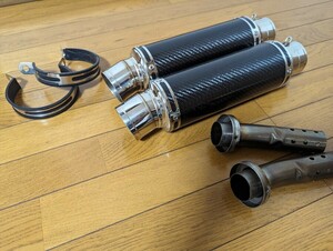 スリップオン カーボン サイレンサー 汎用品 2本セット 左右対称 マフラー ビームス モリワキ ヨシムラ SP忠男 ホンダ カワサキ スズキ 