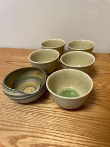 湯呑み茶碗x5と湯冷し