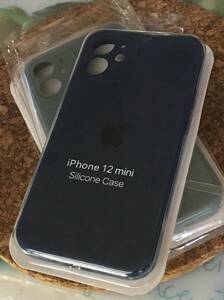 iPhone 12 MINI (5.4 インチ) 対応 ストレートエッジ液体シリコーンケース ネイビーブルー E1
