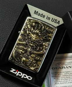 ★USA直輸入 ZIPPO 龍 玉 ドラゴン 幸運 金運 辰 十二支 メタル貼り ライター ジッポー 喫煙具 bv841