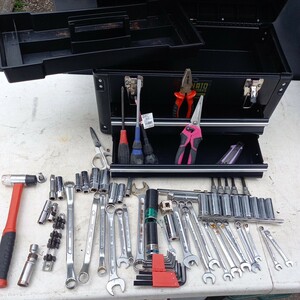 工具ケース　tool box KTC スパナ メガネ　レンチ ソケット　六角棒　工具　道具　ハンマー　ハサミ　ドライバー　アストロ　まとめて