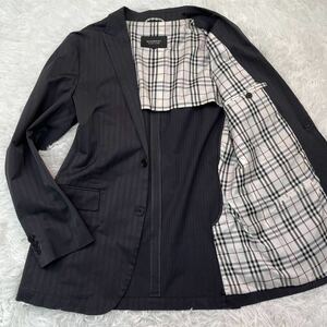 極美品/Lサイズ●BURBERRY BLACK LABEL バーバリーブラックレーベル テーラードジャケット ブレザー メンズ ノバチェック 黒 ブラック