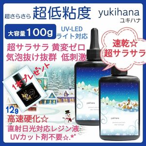 速乾!!無臭＆黄変ゼロ レジン液ユキハナ100g×2本コーティング剤つき☆