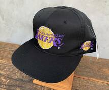 ★未使用★デッドストック★90s★LAKERS★LA★ロサンゼルス★レイカーズ★CAP★キャップ★帽子★スナップバック★NBA★_画像1