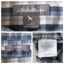 ☆送料無料☆ Eddie Bauer エディーバウアー USA直輸入 古着 長袖 チェック 胸ポケット付き ボタンダウン シャツ メンズ LT ブラック 中古_画像7