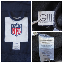 ☆送料無料☆ GⅢ APPAREL USA直輸入 古着 クォータージップ NFL シアトル・シーホークス 切替 フリース ジャケット メンズ L ネイビー _画像7