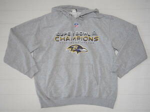 ☆送料無料☆ NFL TEAM APPAREL USA直輸入 古着 プルオーバー 裏起毛 BALTIMORE RAVENS ボルティモア・レイブンズ パーカー メンズ グレー