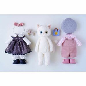 オッドアイ白猫ちゃんと小さなオッドアイネコちゃん着せかえセット 猫ぬいぐるみ parico doll の画像2