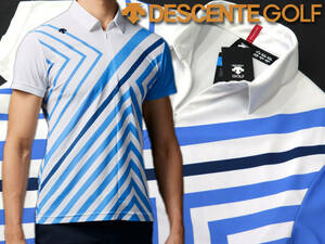 ●デサントゴルフ DESCENTE GOLF●新品　ライジングデザイン ショートスリーブシャツ　ホワイト/L　定価14300円 
