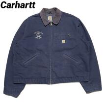 Carhartt デトロイトジャケット 52 ダークネイビ企業ロゴ_画像1