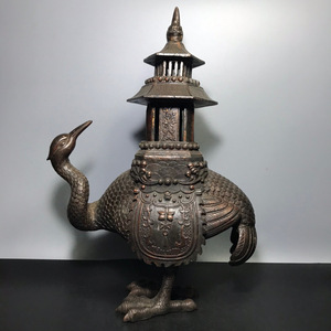 『館蔵珍品 銅製 鳥塔熏香炉』置物 賞物 貴重物品 収蔵品 中国古美術