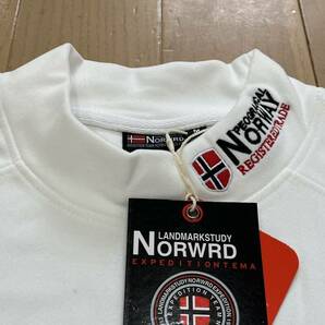 新品4368 Geographical Norway 冬用ハイネックポリエステル起毛ミドルレイヤー 白 XLの画像3