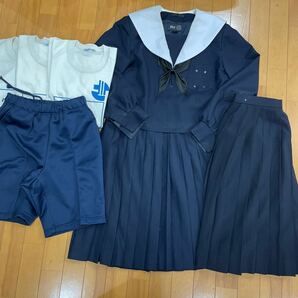 2 7 コスプレ衣装 冬 制服 上下セット リボン付き 夏スカート スポーツシャツ ハーフパンツ 中学 記名の画像1