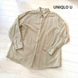 美品　ユニクロユー　UNIQLO U シアーシャツ　レディースXL ユニクロ　シャツ　羽織り　春夏　薄手　長袖