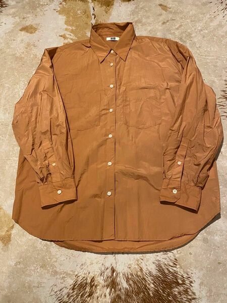 UNIQLO U ブラウス L 長袖 綿 レーヨン ライトブラウン系色 ユニクロ / 古着 USED 中古