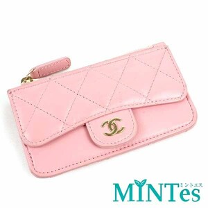 Chanel シャネル マトラッセ カードケース コインケース ピンク ラムスキン レディース 女性 レザー ココマーク キルティング加工 財布