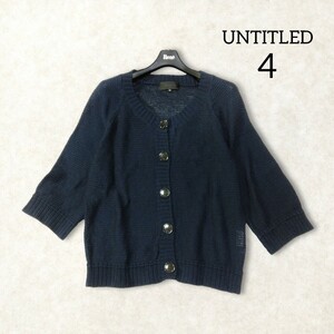 25 [UNTITLED] Untitled knitted cardigan 4 XL L navy navy blue color simple ound-necked sia-.. feeling cotton cotton large size spring summer 