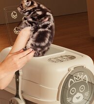 猫用トイレ 本体セット 密閉式 スコップ付き 大型 猫 ねこ ネコ トイレ カバー におい対策 おしゃれ 猫砂 大容量_画像5