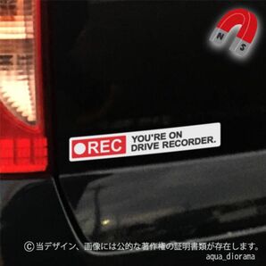 【マグネット】ドライブレコーダー/ドラレコ録画中ステッカー:シンプル:左REC