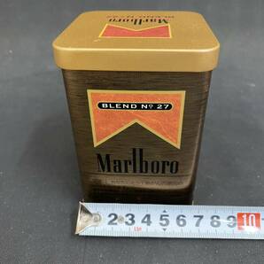 K2883 当時物 マルボロ BLEND No.27 タバコ缶 灰皿 角缶 ケース 煙草入れ ペン立て 小物入れ レトロ 中古品の画像3