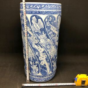 Ｇ134 【陶器 22cm×45cm】傘立て 花器 陶器 焼物 中古 保管品の画像2